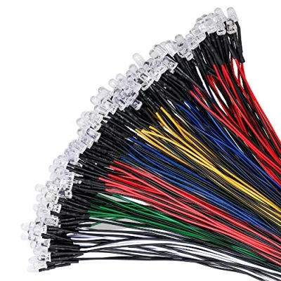 Afbeelding van YIXISI 100 Stuks Voorbedrade LED, 5mm Diode Lamp, 12V Voorbedraad Licht (20 per Kleur)
