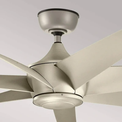 Afbeelding van KICHLER Plafondventilator Lehr2, IP44, antiek zilver, Ø 137 cm