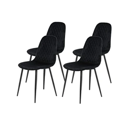 Afbeelding van MIRA eetkamerstoel Samvelours, T53,5 x B44 H89 cm 4er Set zwart