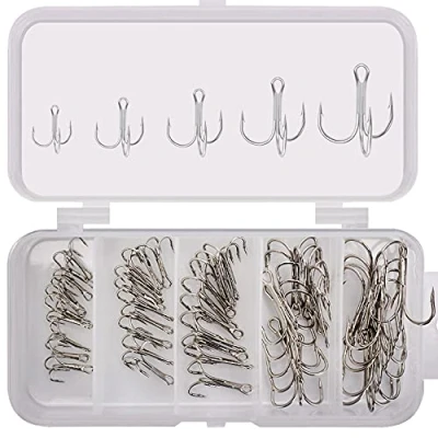 Afbeelding van ANCLLO 50 stks Vissen Dreggen Kit Koolstofstalen Haken Sterke Scherpe Ronde Bend Vishaken voor Hard Aas Kunstaas Zoutwater Zoetwater Zilver