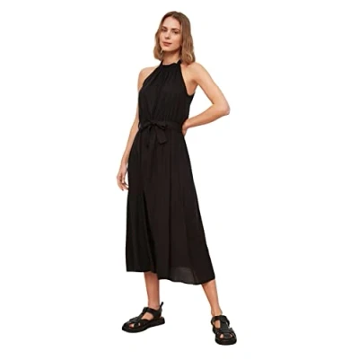 Afbeelding van Trendyol Khaki Riem A Lijn Halternek Midi Viscose Geweven Jurk Twoss19El0155
