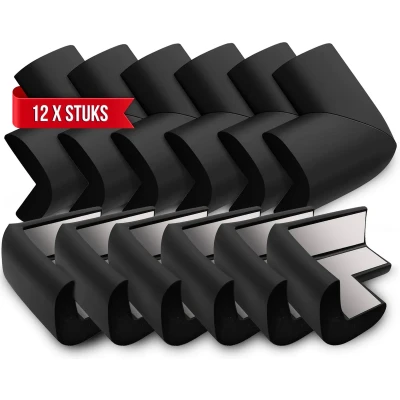 Afbeelding van Hoekbeschermer Stootrand Hoekbeschermers Baby van Zacht Foam Tafelhoek Beschermers Set 12 Earkings Zwart