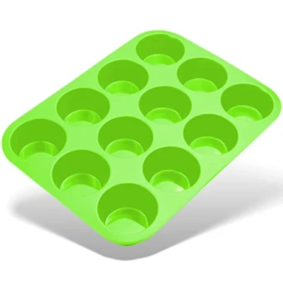 Afbeelding van Belmalia Muffin Bakvorm Silicone, 12 Holtes, Antiaanbaklaag, Cupcake, Brownies, Muffins Vorm, Groen
