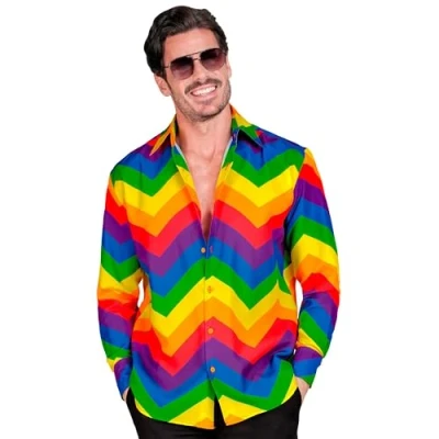 Afbeelding van Widmann Pooier Kostuum Pimp Daddy Zebra Roze Overhemd Man Small / Medium Carnavalskleding Verkleedkleding