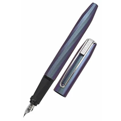Afbeelding van ONLINE vulpen Slope Metallic Lilac, cartridge met ergonomische handgreep, hoge kwaliteit iridium penpunt, standaard inktpatronen, incl. combicartridge blauw, voor school en kantoor