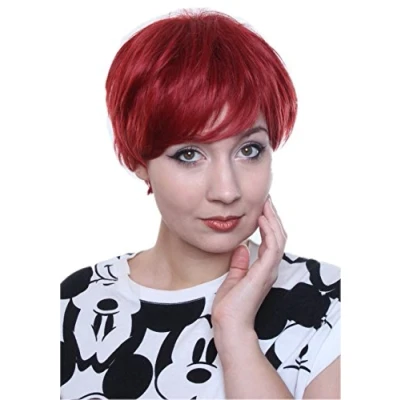Afbeelding van Prettyland C514 Korte pruik Omzoomde gelaagde snit Intense Color Party Cosplay Rood