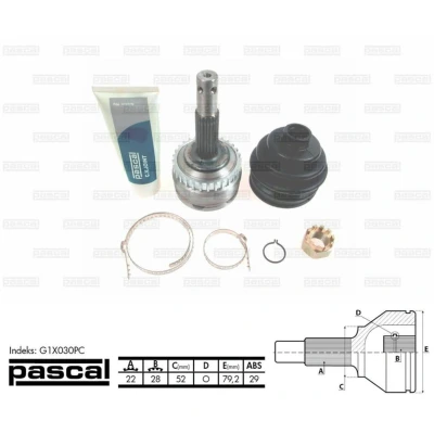 Afbeelding van Homokineet reparatie set, aandrijfas PASCAL G1X030PC