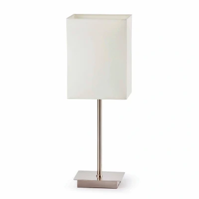Afbeelding van Faro Lighting Thana 1 Light Tafellamp Wit, Nikkel met Witte Kap, E27