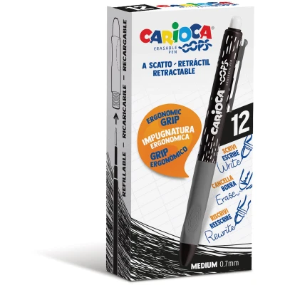 Afbeelding van Carioca gelroller Oops, medium, uitwisbaar, doos van 12 stuks, zwart