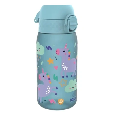 Afbeelding van ION8 Kinder Waterfles, 350 ml/12 oz, Lekvrij, Makkelijk te Openen, Veilige Vergrendeling, Vaatwasmachinebestendig, BPA Vrij, Draaghandvat, Schoon Maken, Geurvrij, Alaskablauw Eenhoorns