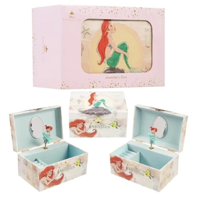 Afbeelding van Disney Encanto Muzikale Sieradendoos voor Meisjes Prinses Frozen Opbergdoos met Draaiende Mirabel De Kleine Zeemeermin Ariël Elsa Muziekdoos, Cadeaus (Beige Ariel)