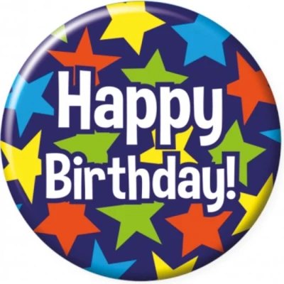 Afbeelding van Happy Birthday Cartoon Button