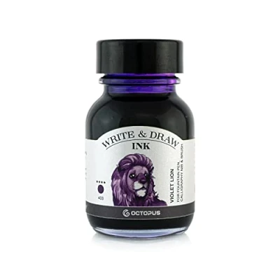 Afbeelding van Octopus Write and Draw Ink 403 Violet Lion, watervaste inkt voor schrijven en tekenen, kalligrafie inkt, lichtechte tekeninkt vulpen, glaspen, penseel, 50 ml