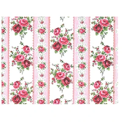 Afbeelding van Melody Jane Poppenhuis Grote Roze Rozen Behang Miniatuur Print 1:12 Schaal