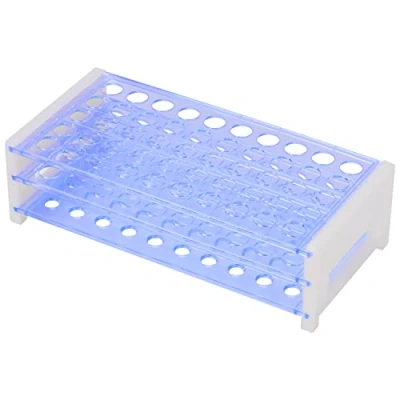Afbeelding van stonylab Reageerbuisrek, 3 Laags Afneembaar Blauw Plastic Reageerbuisrek Buishouderrek voor Wetenschappelijke Laboratoriumexperimenten, 13 mm 50 Plaats