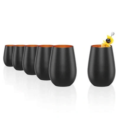Afbeelding van Stolzle Lausitz Olympic Tumbler 6 delige set, 465 ml capaciteit, zwart/brons