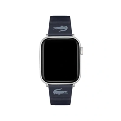 Afbeelding van Lacoste Unisex Apple Watch bandje van siliconen, metaal en leer, Donkerblauw, Large, Modern
