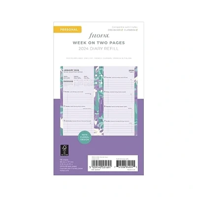 Afbeelding van Filofax Personal Floral Vulling Week Op 2 Pagina&#039;s 2024