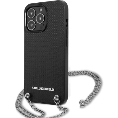 Afbeelding van Karl Lagerfeld Textured Back Case met Chain Geschikt voor Apple iPhone 13 Pro Max (6.7&quot;) Zwart