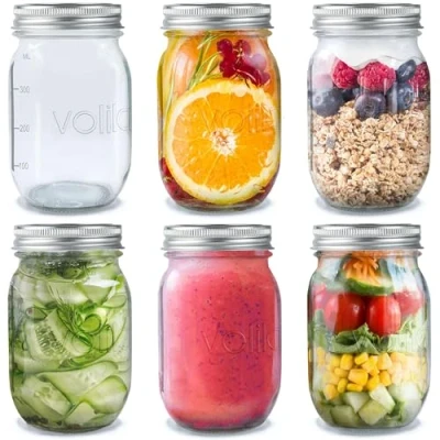 Afbeelding van volila Glazen Potten Met Deksels (490 ml) metselaarpotten, Mason Jar (6 Stuk) voor Overnight Oats, Inmaken en Jam Maken 16oz, Porta Biscotti, Contenitore vetro