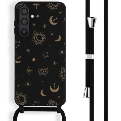 Afbeelding van Samsung Galaxy S23 FE Hoesje Siliconen en TPU (zacht) iMoshion Backcover met koord/Koordhoesje/Softcase Zwart Telefoonhoesje