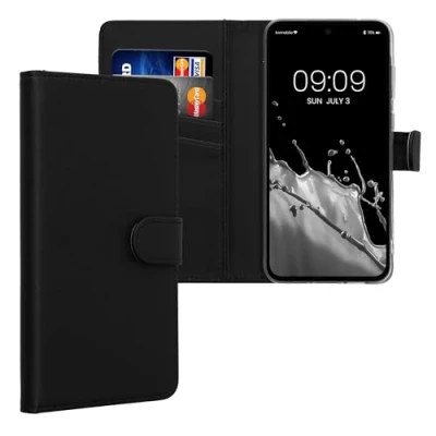 Afbeelding van kwmobile telefoonhoesje geschikt voor Samsung Galaxy A35 Hoesje met pasjeshouder in zwart Wallet case
