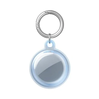 Afbeelding van ISKIP Waterdichte Hoes voor Apple AirTag, 360 Bescherming, Volledige Dekking, Beschermhoes met Sleutelhanger AirTag (Transparant Blauw)