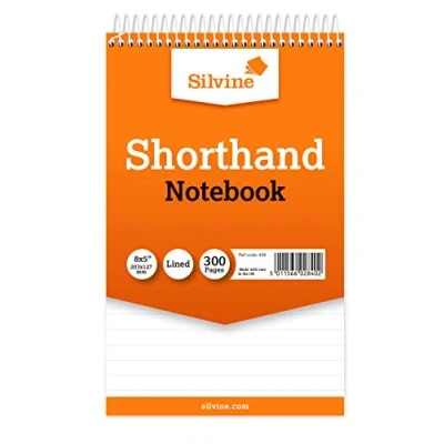 Afbeelding van Silvine 8 x 5 inch Reporter&#039;s Spiral Shorthand Notebook met 300 pagina&#039;s (Pack van 5)