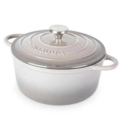 Afbeelding van Gietijzeren Pot met Deksel Anti aanbaklaag, Ovenbestendig, Geëmailleerde Braadpot Robuust Kookgerei Grijs 4,7L Van Nuovva