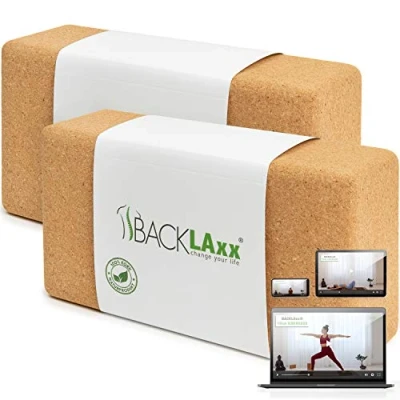 Afbeelding van BACKLAxx Yoga Block Kurk Set 100% natuurlijk Yogablok Cork huidvriendelijk en ecologisch Blocks sustainable, Yogablokken, Pilates Yogablock