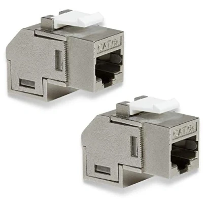 Afbeelding van odedo 2x Keystone CAT 6A RJ45 koppeling haakse netwerkconnector RJ 45 bus