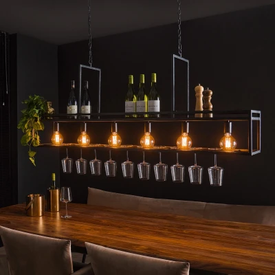 Afbeelding van Fraaai Yasmin wijnglazen hanglamp 6L charcoal Metaal