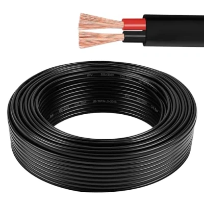 Afbeelding van AOHEWEI 2 x 0,5 mm² platte dubbele aderige kabel geleiders koperen elektrische draad 5V 12V 24V 60V, dunne wand rood/zwart auto bootkabel 5/10/20/50 meter