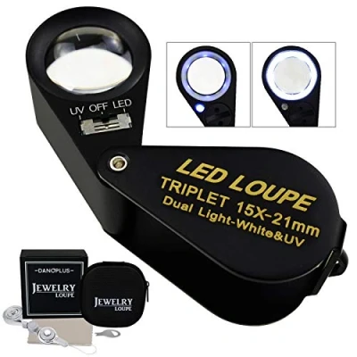 Afbeelding van 15x Vergrootglas Sieraden Loep LED UV Licht 21Mm Triplet Lens Optische Glas Pocket Gem Tool Juwelier, Stempel Filatelist, Munt Numismatische