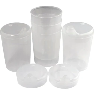 Afbeelding van Medi Inn snavelbeker 250 ml Praktische set: 5 onderstukken met 10 deksels (5 x opening 12 mm en 4 mm) transparant