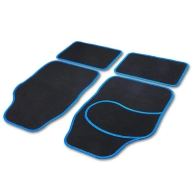 Afbeelding van Cartrend 10599 Universele textielmat, basic tapijt, stofmatten, autotapijten, voetmatten, auto, 4 delig, met blauw hoogglansgaren