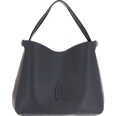 Afbeelding van FURLA Leren Schoudertas Primula Hobo Soil + Taupe Nero Grijs