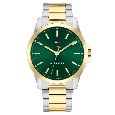 Afbeelding van Tommy Hilfiger Bruce Horloge silvercoloured/goldcoloured/green, Heren, Maat: One Size, Silver coloured/gold coloured/green