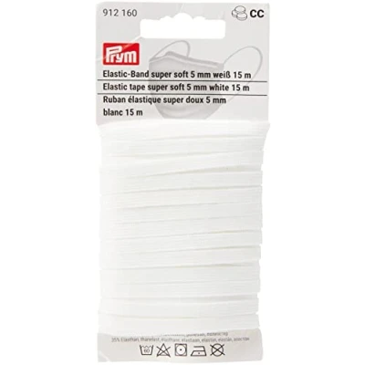 Afbeelding van Prym Witte superzachte (5 mm, 15 m) elastische tape 1 Stuk