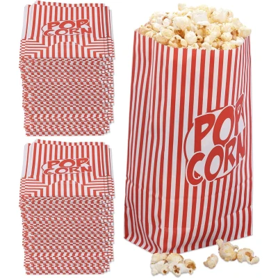 Afbeelding van Relaxdays 288x Popcorn zakjes rood wit popcornbakjes uitdeelzakjes snoepzak