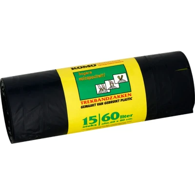 Afbeelding van Komo Vuilniszakken Trekband 60 liter 15 op een rol