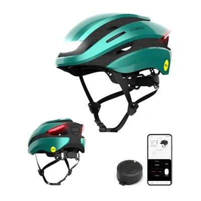 Afbeelding van Lumos Ultra Smart Helm Fietshelm Voor en Achterlicht (LED) Richtingaanwijzers Remlichten Bluetooth verbinding Volwassenen: Heren, Dames (Aquamarijn, Maat: M L) MIPS