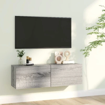 Afbeelding van Tv wandmeubel 100x30x30 cm bewerkt hout grijs sonoma eikenkleur