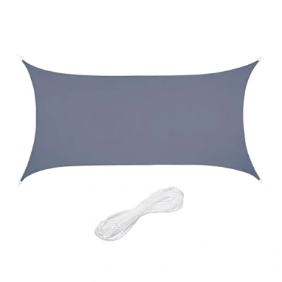 Afbeelding van Relaxdays schaduwdoek rechthoekig zonnedoek polyester schaduwzeil concaaf donkergrijs, 2 x 4 m