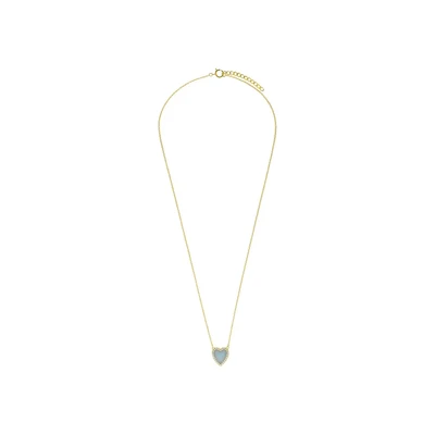 Afbeelding van Lucardi Dames Zilveren goldplated Ketting met een hartvormige Amazonite gemstone Staal Goud 45 cm