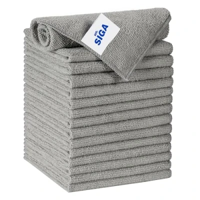 Afbeelding van MR.SIGA Microvezel Schoonmaakdoekje, Herbruikbare Microvezeldoekjes, Streepvrije Schoonmaakdoekjes voor Keuken, Badkamers, Ramen, Spiegels, Auto, Pak van 15, Grijs, 30 x cm (11,8 11,8 inch)
