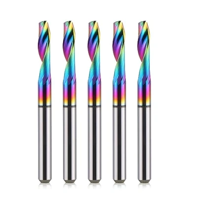 Afbeelding van HOZLY CNC enkele fluit router bits 4mm (0.157&quot;) schacht, snijden Dia, 12mm (0.472) snijlengte, massief wolfraamcarbide legering eindmolen, DLC Coating frees voor aluminium, pak van 5