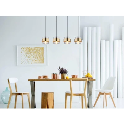 Afbeelding van 4 lichts hanglamp van zwart metaal en rookglas ø 18 cm E27 Woonkamer Eetkamer