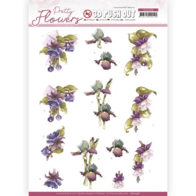 Afbeelding van Purple Flowers Pretty 3D Push Out Sheet by Precious Marieke