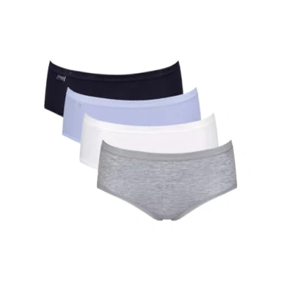 Afbeelding van sloggi Basic+ hipster Midi (set van 4) donkerblauw/grijs/wit/lavendel